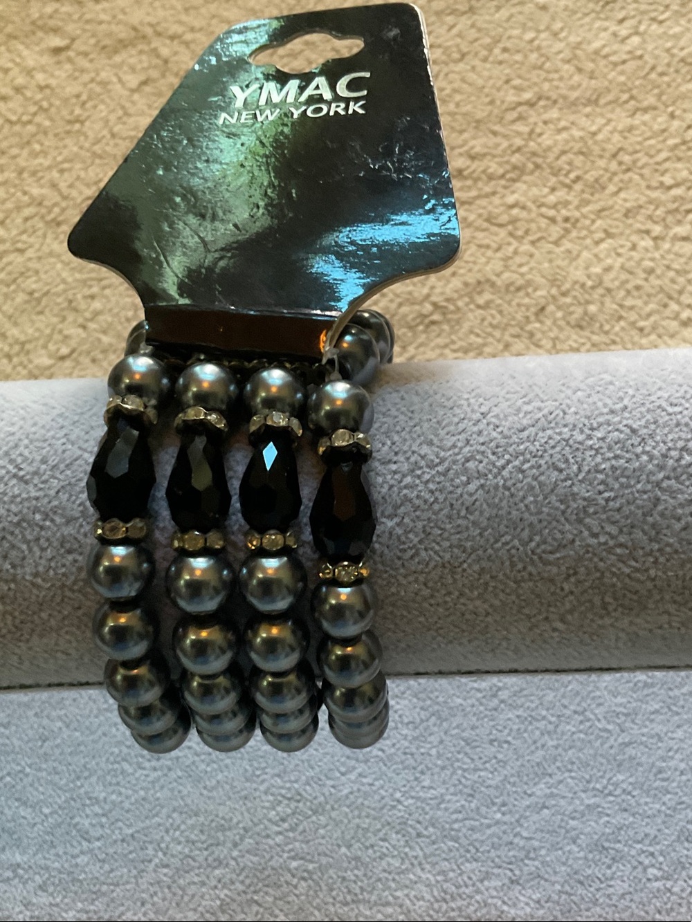 Marc New York Black and Gunmetal Beaded Bracelet Set